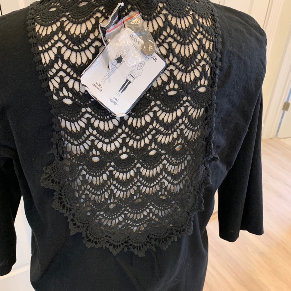 Black Swim Tunic Top w/Crochet Back - XL - NWT - Picture 5 of 6